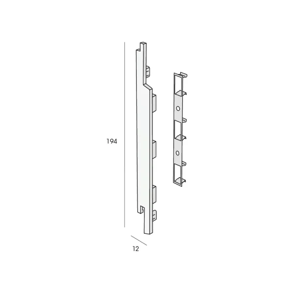 Detailtekening van Keralit eindkap links voor sponningdeel 167 mm